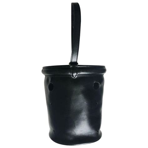 Vintage Hermes Bucket Feed Bag Seau Mangeoire Pm Black Box Leather