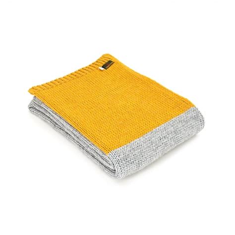 Tweedmill Knitted Alpaca Mix Panel Throw Greymustard Black By Design