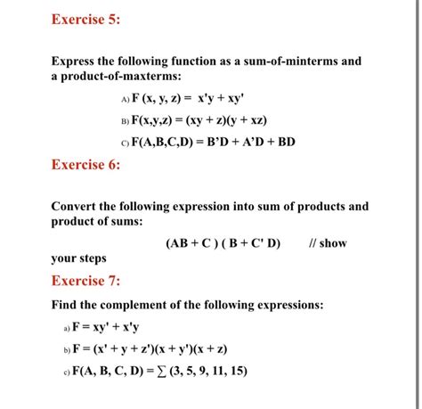 Solved Exercise 1 Simplify The Following Boolean