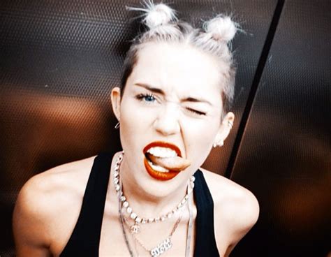 Tongue Tied From Miley Cyrus Sexy Selfies E News