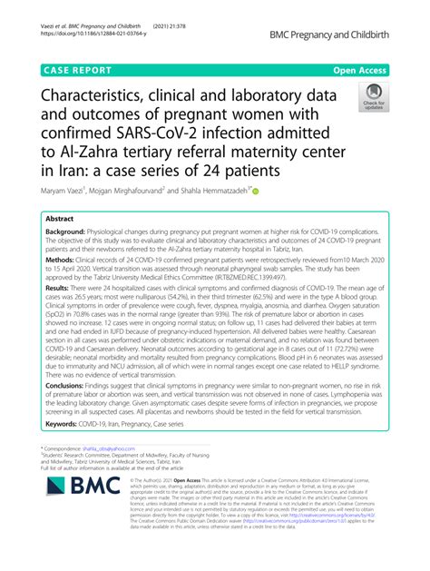 Pdf Characteristics Clinical And Laboratory Data And Outcomes Of Pregnant Women With