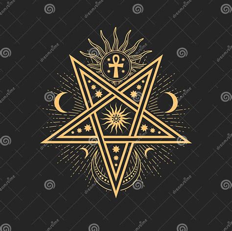 Esoteric Occult Vector Sign With Pentagram Star Stock Vector