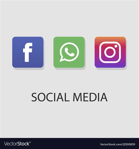 Social Media Icons Facebook Icon Whatsapp Icon Vector Image