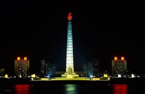 North Korea Dprk Juche Tower By Night A Photo On Flickriver