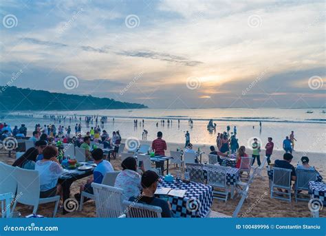 Sea Food Restaurants On Jimbaran Beach In Bali Indonesia Editorial