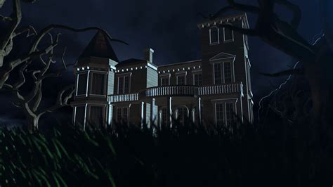 Haunted House Mansion During Dark Night With Stock Motion Graphics Sbv