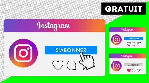 2 Boutons S Abonner Instagram 2021 Fond Vert Avec La Transparence