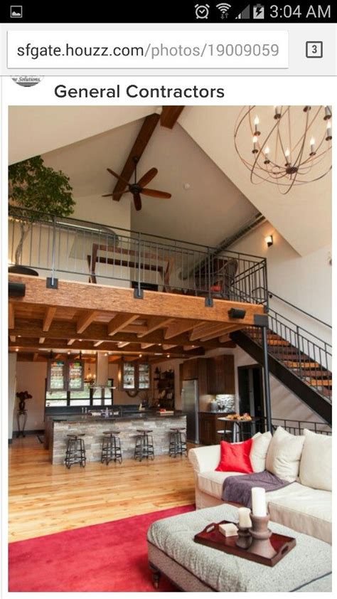 House plans with lofts at houseplans.net: Loft over kitchen open to great room | Barn house interior ...