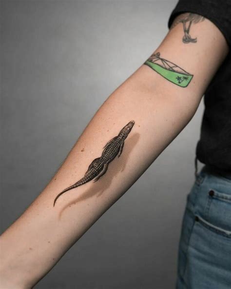 Shadowed Crocodile Tattoo Crocodile Tattoo Shadow Tattoo Black Ink