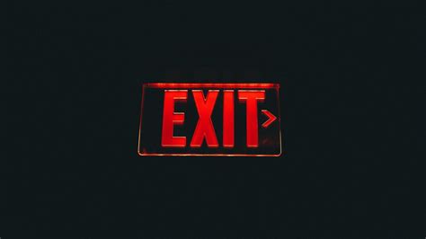 Download Wallpaper 1920x1080 Sign Pointer Exit Glow Red Dark Full