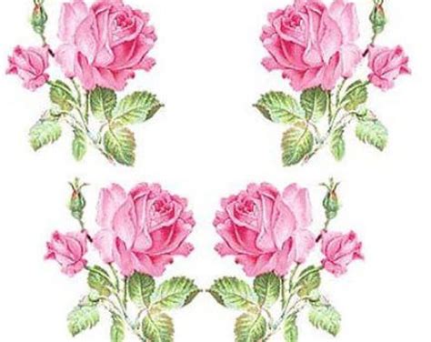 Vintage Best Cabbage Roses Shabby Decals Vivid Violet Etsy Pink