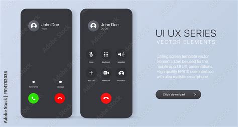 Voice Call Screen Mockup Incoming Call Voicemail Screen Smartphone