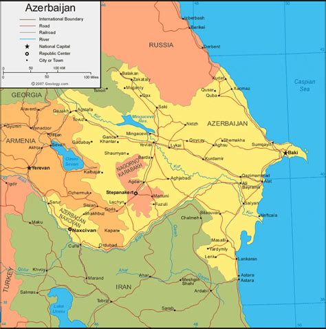 Map Of Azerbaijan Color 2018