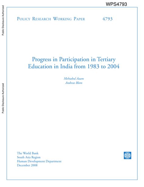 Pdf Progress In Participation In Tertiary Education In India From
