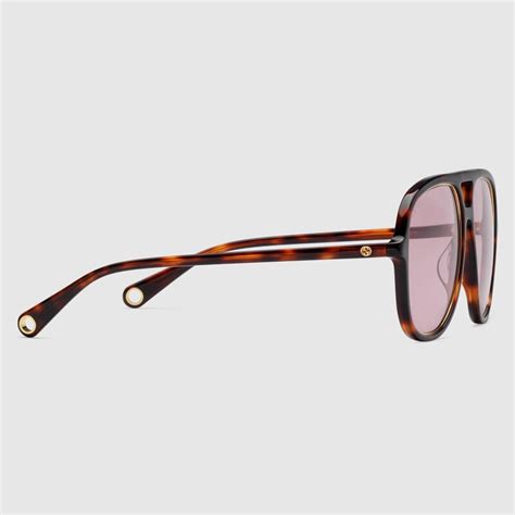 navigator frame sunglasses in tortoiseshell acetate gucci® uk