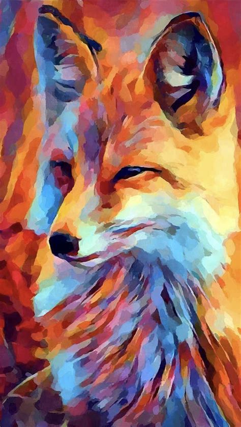 Pin By S Mah On Art Artful Animals ️ Fox Painting Colorful Animal
