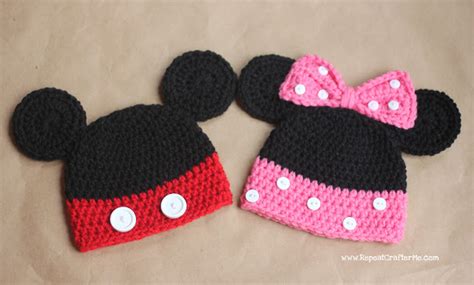 Mickey And Minnie Mouse Crochet Hat Pattern Repeat Crafter Me