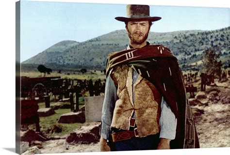 Clint Eastwood In The Good The Bad And The Ugly Movie Still Solid Faced Canvas Print Lupon