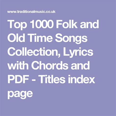 Top 1000 Folk And Old Time Songs Collection Lyrics With Chords And Pdf