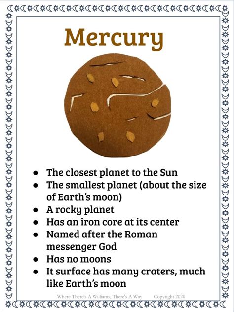 Mercury Fact Sheet Mercury Facts Space Lessons Outer Planets