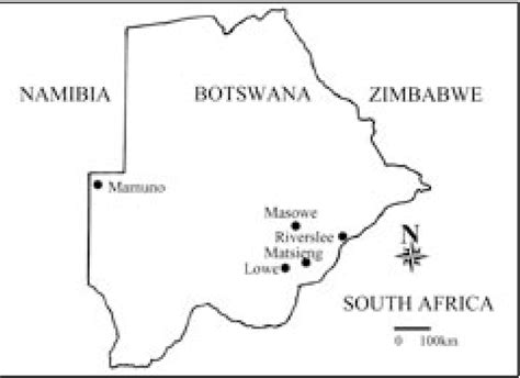 Map Of Botswana With Sites Mentioned In The Text Download Scientific Diagram
