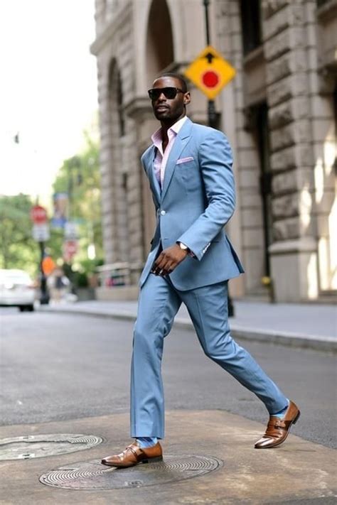 I am looking for somewhere that sells cheap mens suits. Men's Street style - Powder blue suit in New York City ...