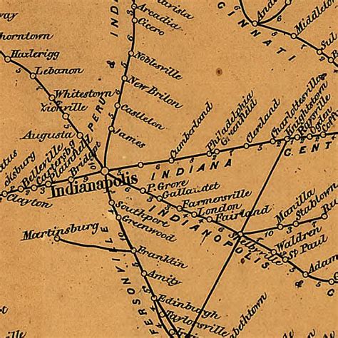 Railroad Map Of Indiana 1859 American Map Store