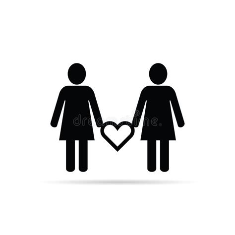 Lesbian Couple Icon With Heart Set Illustration In Black Stock Vector Illustration Of Vector