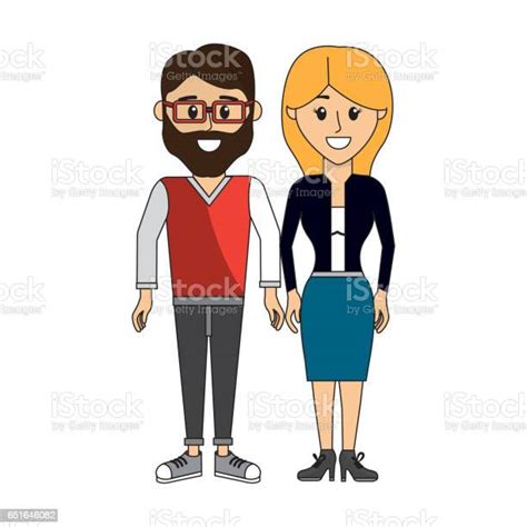 Couples Man With Glasses And His Wife Stock Illustration Download