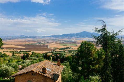 Tuscan Fields And Hills Viewed From Pienza Italy Stock Image Image
