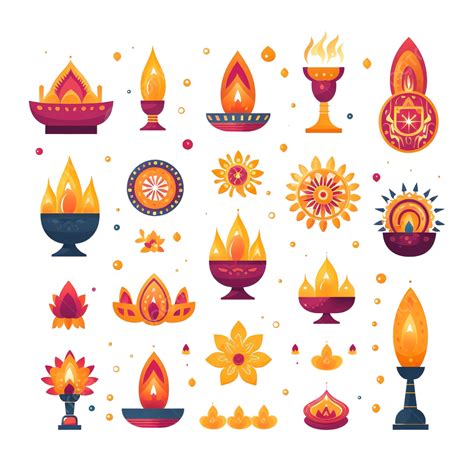 Happy Diwali Festival Lights Festival Celebration Traditional Icons