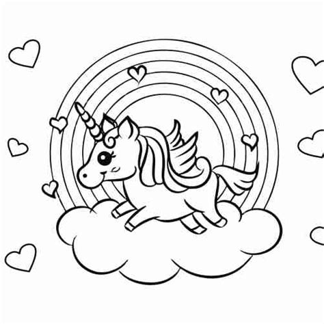 Dibujos De Unicornio Con Corazón Y Arcoiris Para Colorear Para Colorear