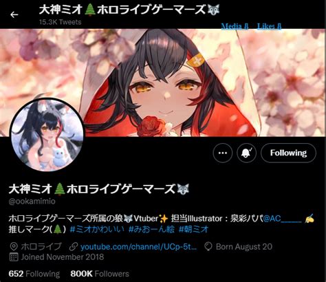 Mio Has Achieved 800k Twitter Followers Next Up Is 1 Million Subs On