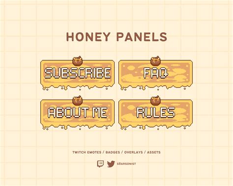 Honey Panels Pixel Twitch Channel Panels Adorable Panels Etsy