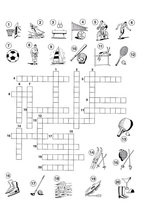 Sports Crossword Puzzles Printable Kids Learning Activity