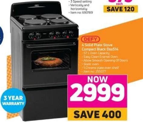 Defy 4 Solid Plate Stove Compact Black Dss514 Offer At Game