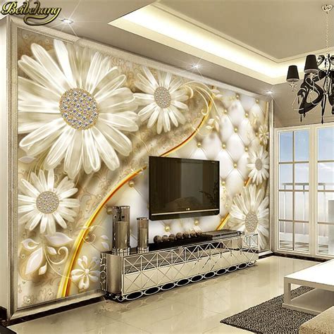Beibehang Transparent Flowers Luxury Jewelry Background Wall Custom