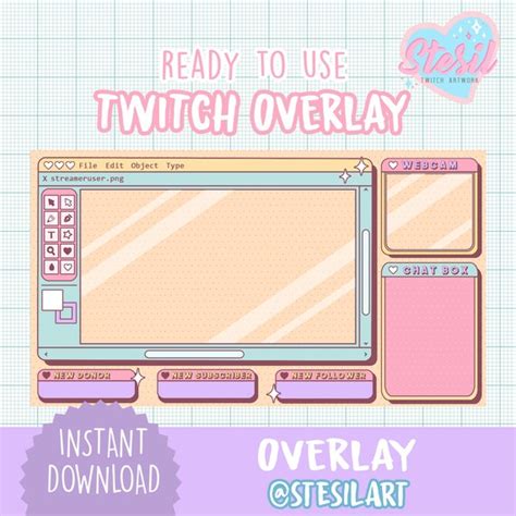 Cute Computer Editable Overlays Twitch Overlay 8bit Pixel Art