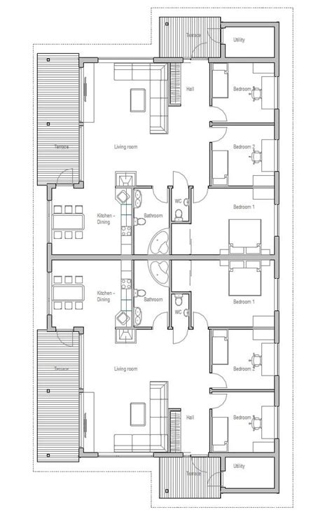House Design Semi Detached House Plan Ch118d 20 Duplex Floor Plans