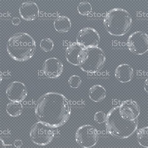 Collection Of Realistic Soap Bubbles Bubbles Are Located On A Transparent Background Vector