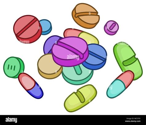Píldora Medicina Drogas Caricatura Dibujo En Color Ilustración