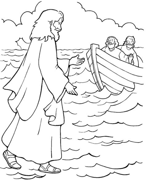 One Of Miracles Of Jesus Is Walking On Water Coloring Page Netart