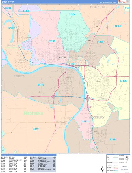 Sioux City Iowa Zip Code Maps Color Cast