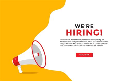 We Are Hiring Banner With Megaphone Flat Illustration 2276811 Vector
