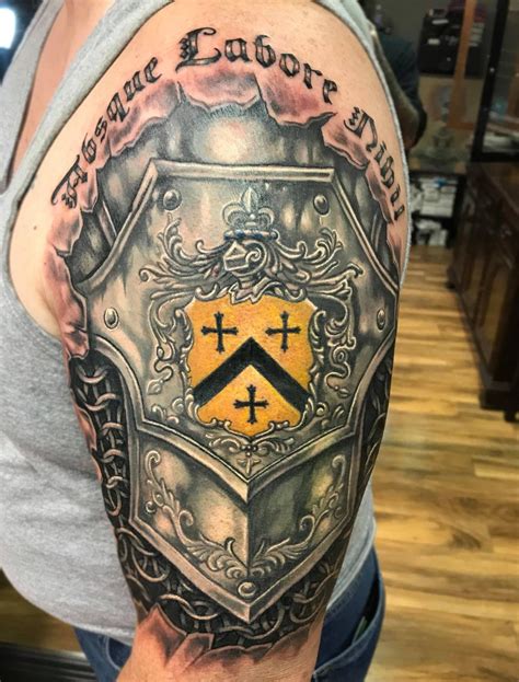 Custom Family Crest Coat of Arms Tattoo | Family crest tattoo, Crest tattoo, Arm tattoo