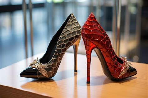 Premium Ai Image A Pair Of Finished Stiletto Heels On Display Created With Generative Ai