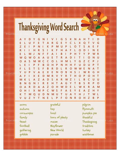 Thanksgiving Word Search, Thanksgiving Game, Printable Thanksgiving Word Game, Thanksgiving ...