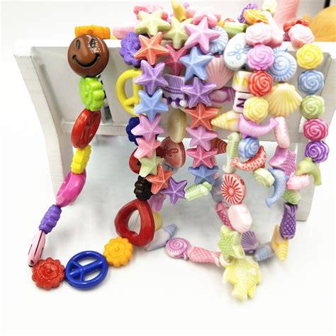 Mixed Color Kids Creative Diy Beads For Jewelry Making Necklace