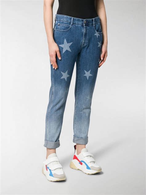 Stella Mccartney Denim Star Print Boyfriend Jeans In Blue Lyst