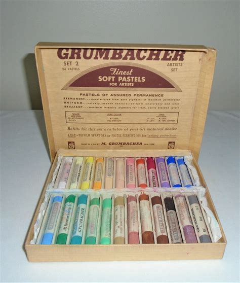 M Grumbacher 24 Assorted Soft Pastels Set 2 For Artists Vintage Made